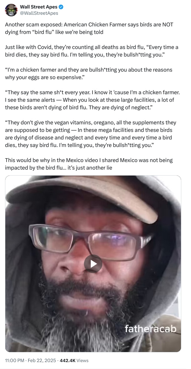 An X (Twitter) post from @WallStreetApes - Wall Street Apes