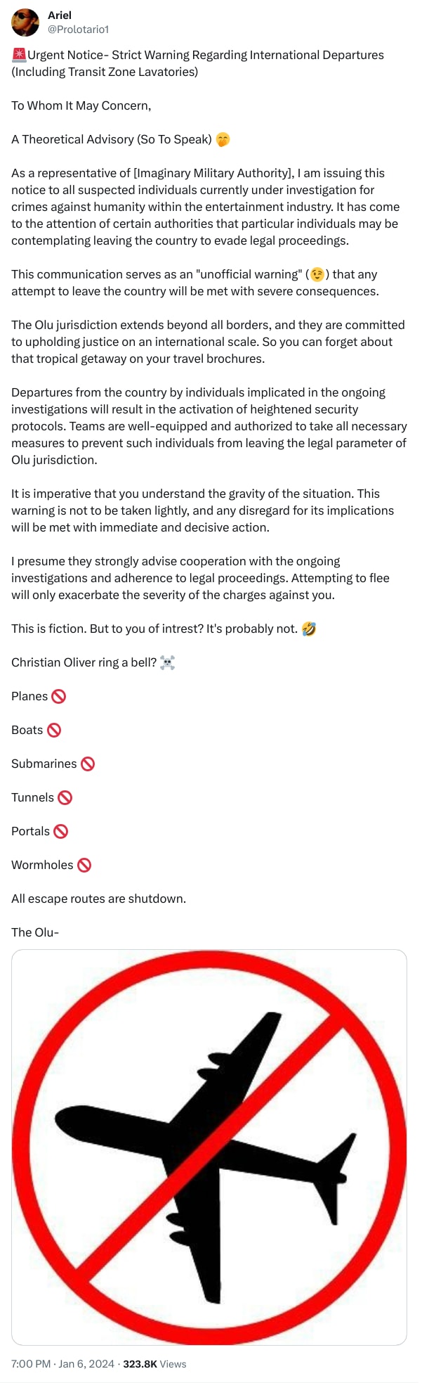 An X (Twitter) post from @Prolotario1 - Ariel