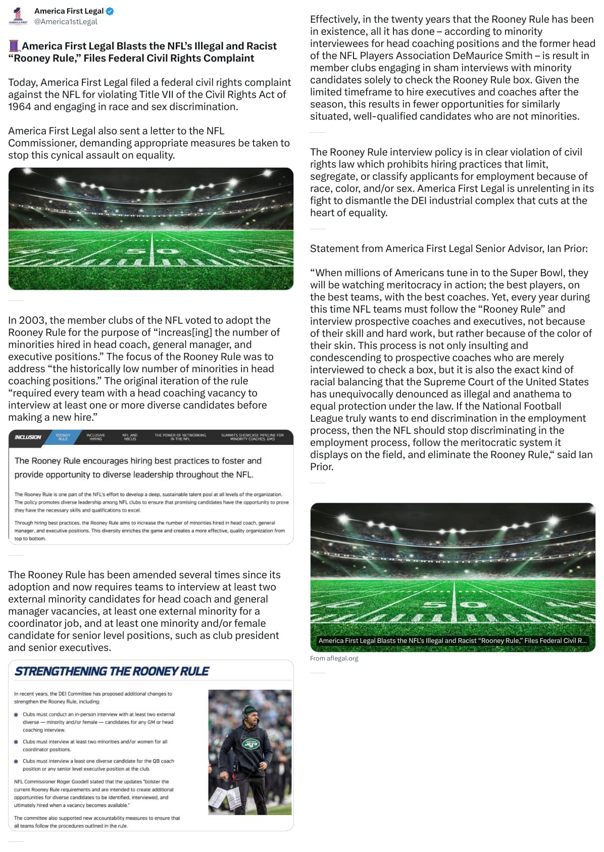 An X (Twitter) post from @America1stLegal - America First Legal