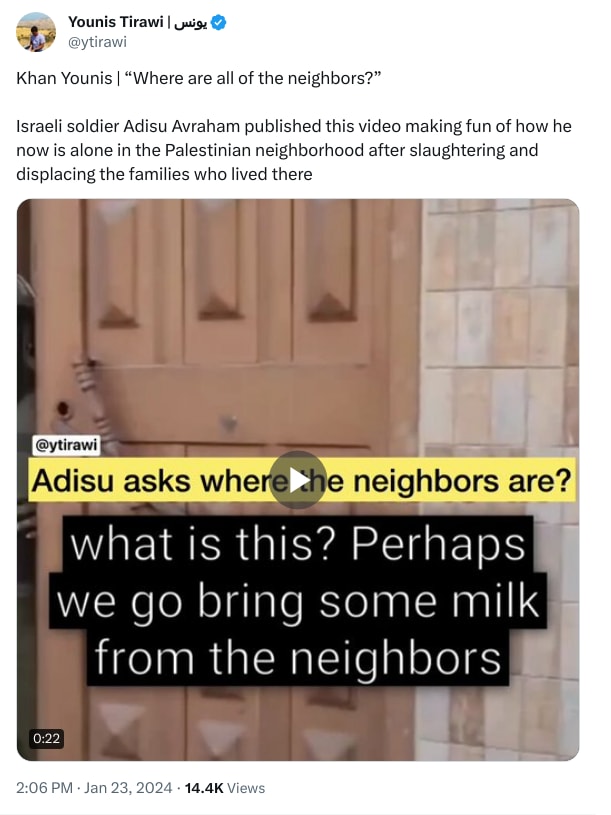 An X (Twitter) post from @ytirawi - Younis Tirawi | يونس