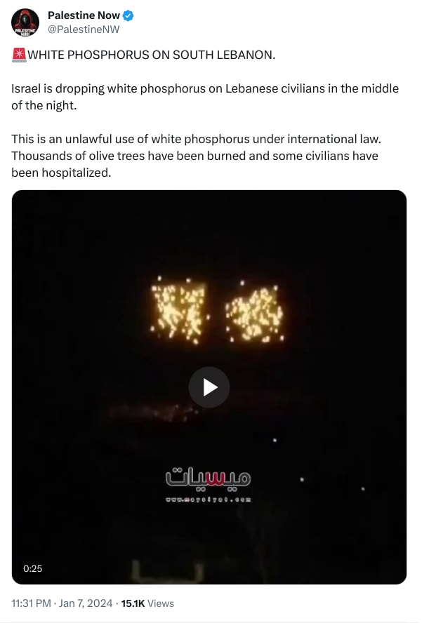 An X (Twitter) post from @PalestineNW - Palestine Now