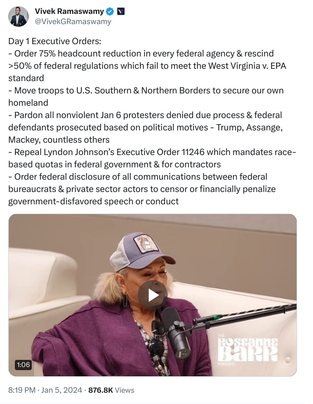 An X (Twitter) post from @VivekGRamaswamy - Vivek Ramaswamy