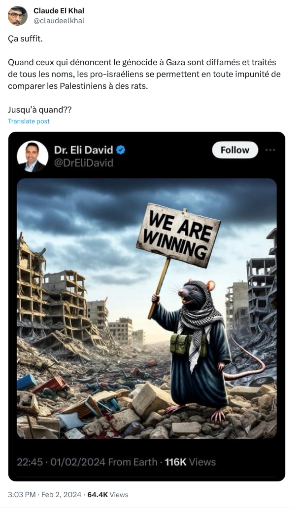 An X (Twitter) post from @claudeelkhal - Claude El Khal