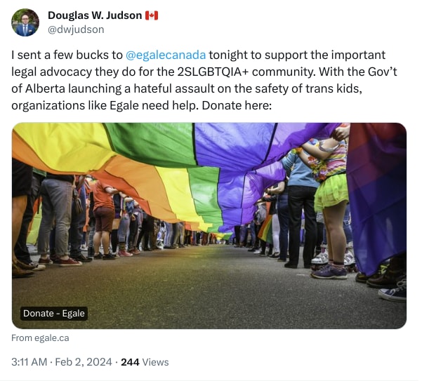 An X (Twitter) post from @dwjudson - Douglas W. Judson 🇨🇦
