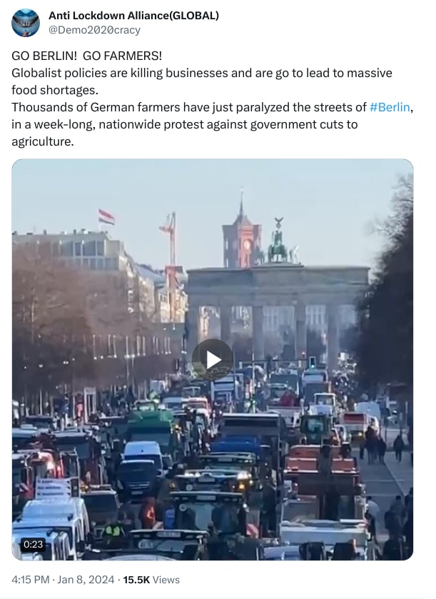 An X (Twitter) post from @Demo2020cracy - Anti Lockdown Alliance(GLOBAL)