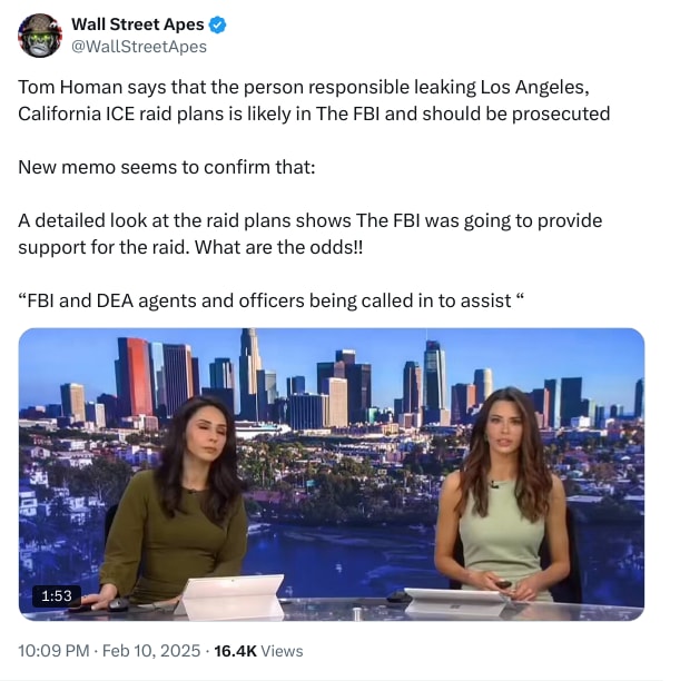 An X (Twitter) post from @WallStreetApes - Wall Street Apes