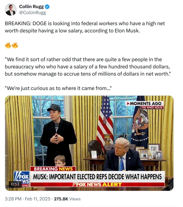 An X (Twitter) post from @CollinRugg - Collin Rugg