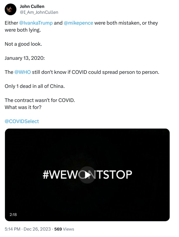 An X (Twitter) post from @I_Am_JohnCullen - John Cullen