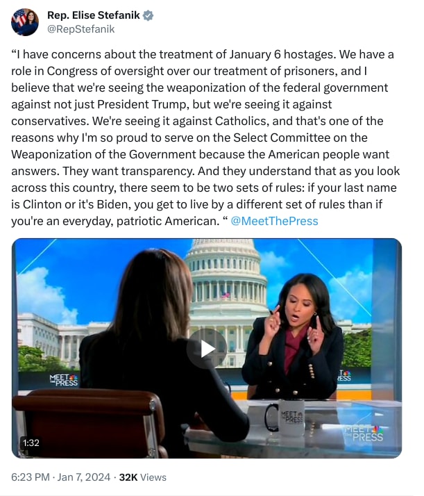 An X (Twitter) post from @RepStefanik - Rep. Elise Stefanik