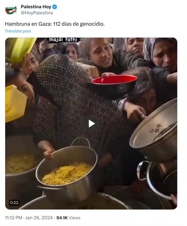 An X (Twitter) post from @HoyPalestina - Palestina Hoy