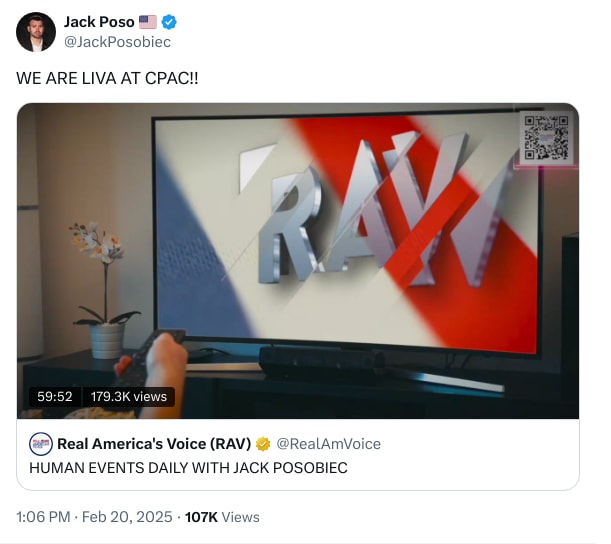 An X (Twitter) post from @JackPosobiec - Jack Poso 🇺🇸