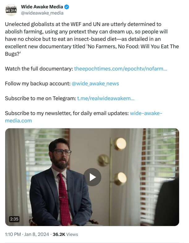 An X (Twitter) post from @wideawake_media - Wide Awake Media