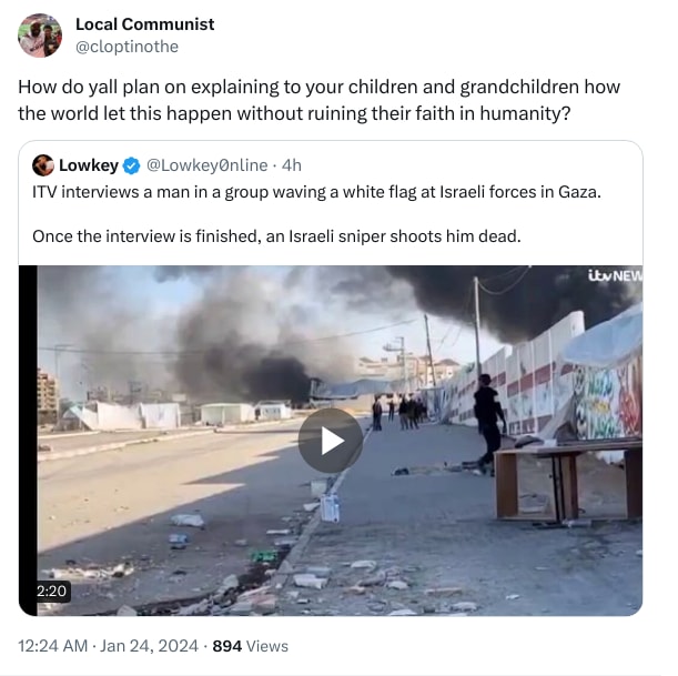 An X (Twitter) post from @cloptinothe - Local Communist