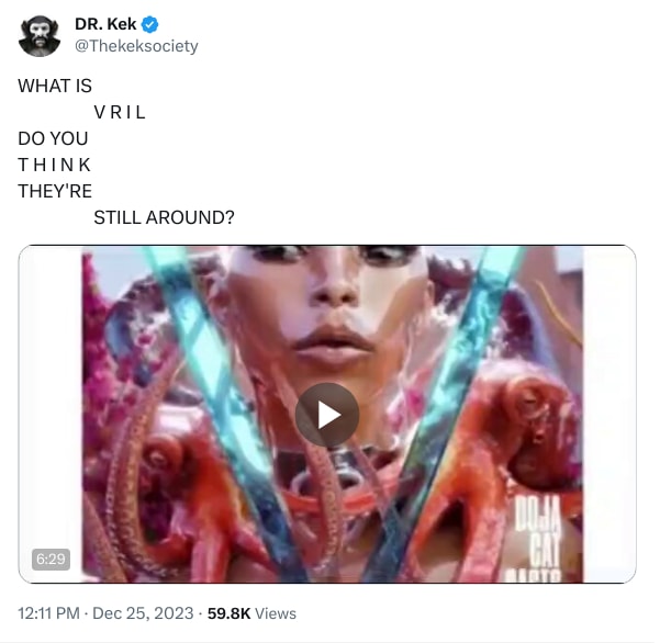 An X (Twitter) post from @Thekeksociety - DR. Kek