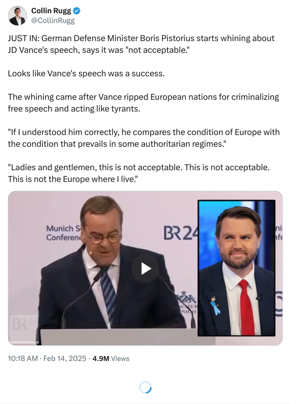 An X (Twitter) post from @CollinRugg - Collin Rugg