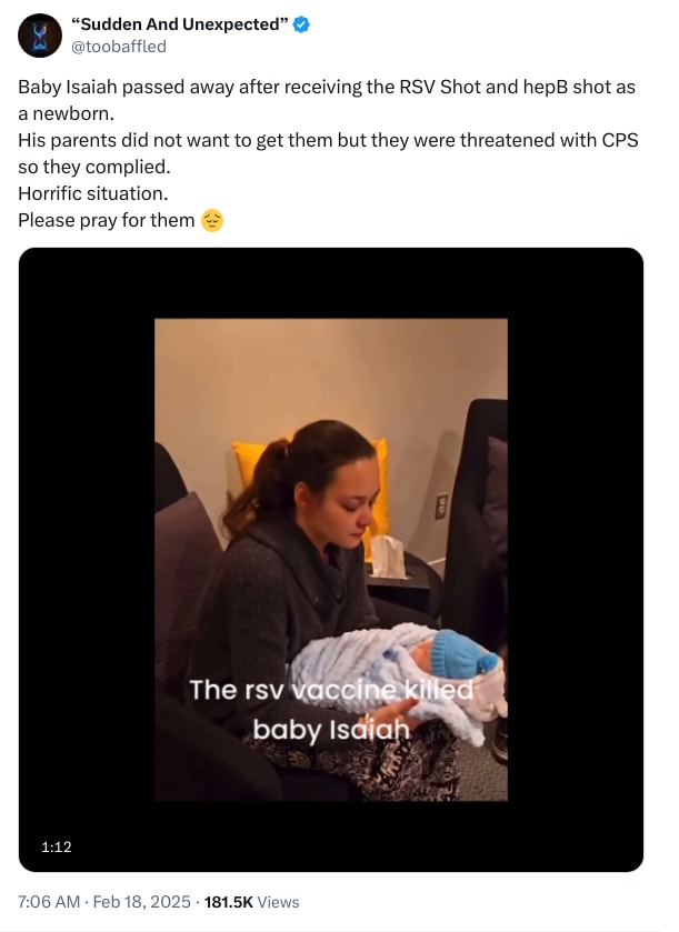 An X (Twitter) post from @toobaffled - “Sudden And Unexpected”