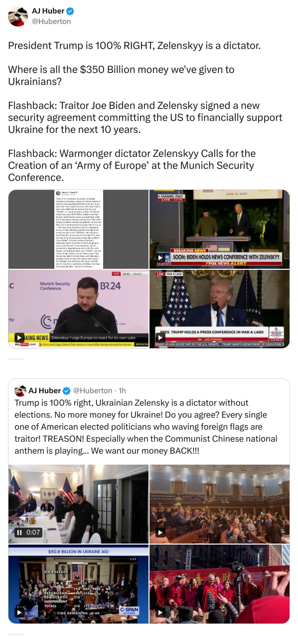 An X (Twitter) post from @Huberton - AJ Huber