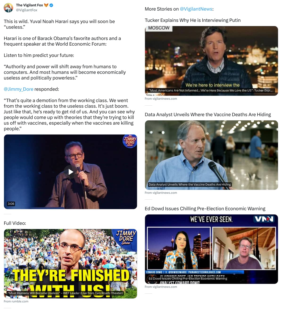 An X (Twitter) post from @VigilantFox - The Vigilant Fox 🦊