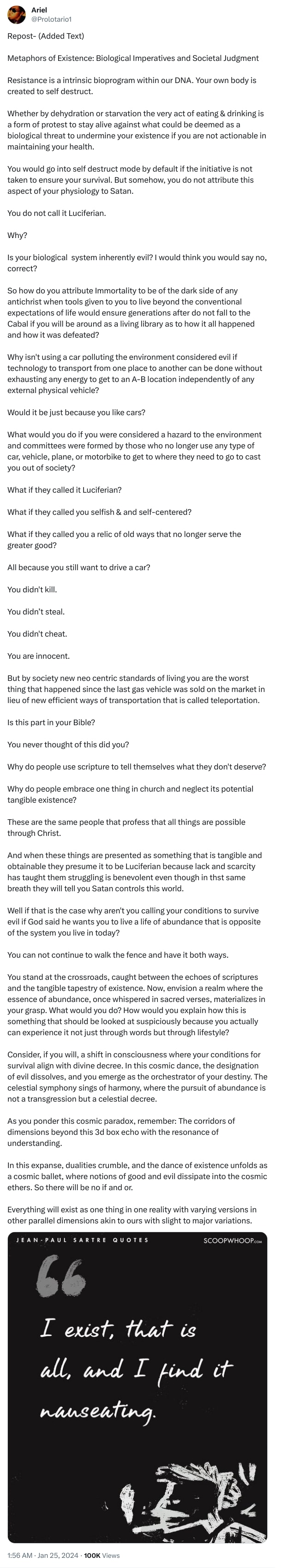 An X (Twitter) post from @Prolotario1 - Ariel