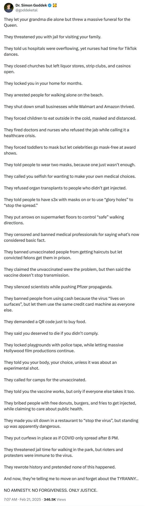 An X (Twitter) post from @goddeketal - Dr. Simon Goddek