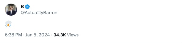 An X (Twitter) post from @ActuaIIyBarron - B