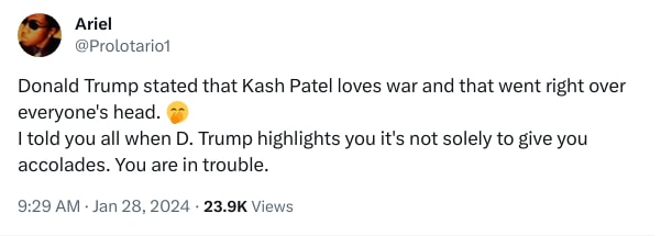 An X (Twitter) post from @Prolotario1 - Ariel