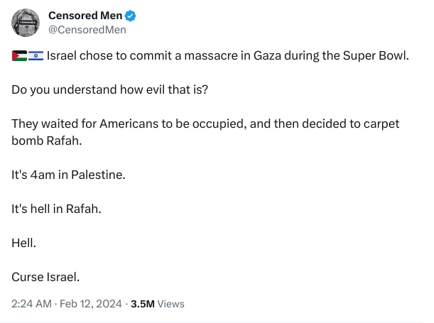 An X (Twitter) post from @CensoredMen - Censored Men