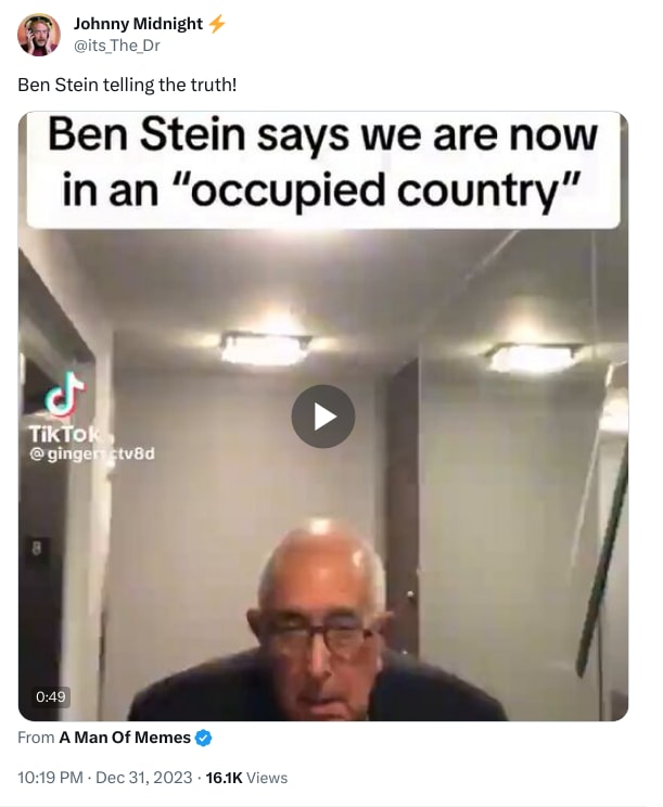 An X (Twitter) post from @its_The_Dr - Johnny Midnight ⚡️