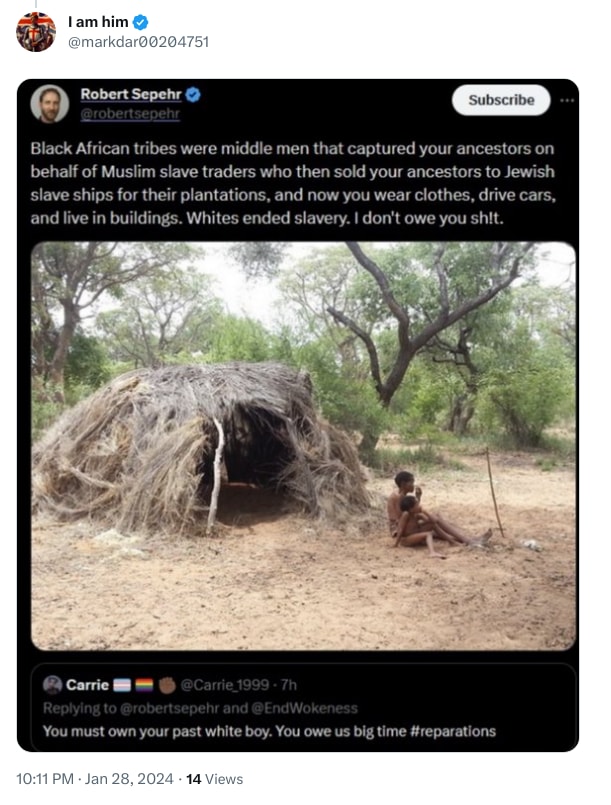 An X (Twitter) post from @markdar00204751 - I am him