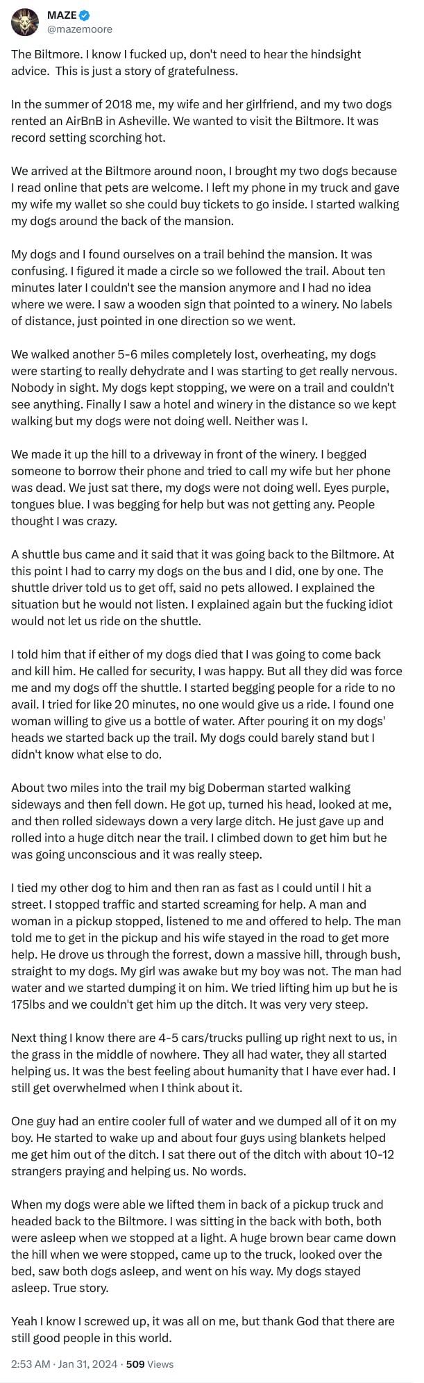 An X (Twitter) post from @mazemoore - MAZE