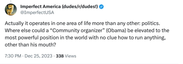 An X (Twitter) post from @ImperfectUSA - Imperfect America (dudes/r/dudes!)