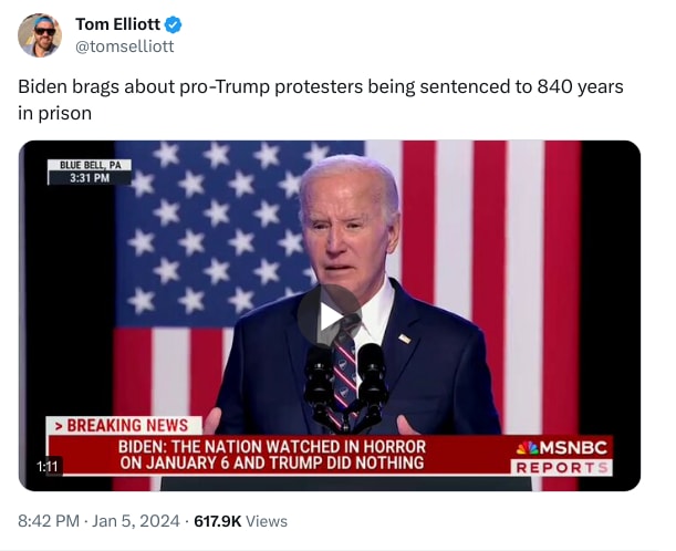 An X (Twitter) post from @tomselliott - Tom Elliott