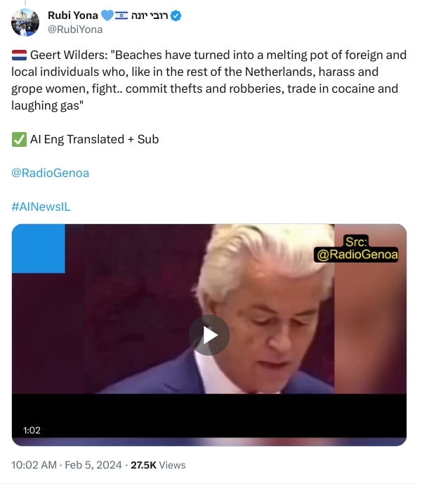 An X (Twitter) post from @RubiYona - Rubi Yona 💙🇮🇱 רובי יונה