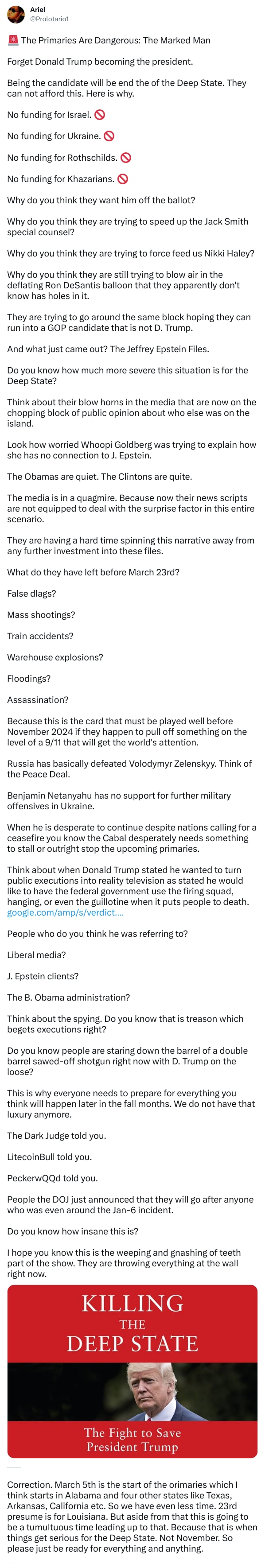 An X (Twitter) post from @Prolotario1 - Ariel