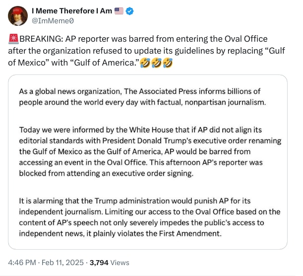 An X (Twitter) post from @ImMeme0 - I Meme Therefore I Am 🇺🇸