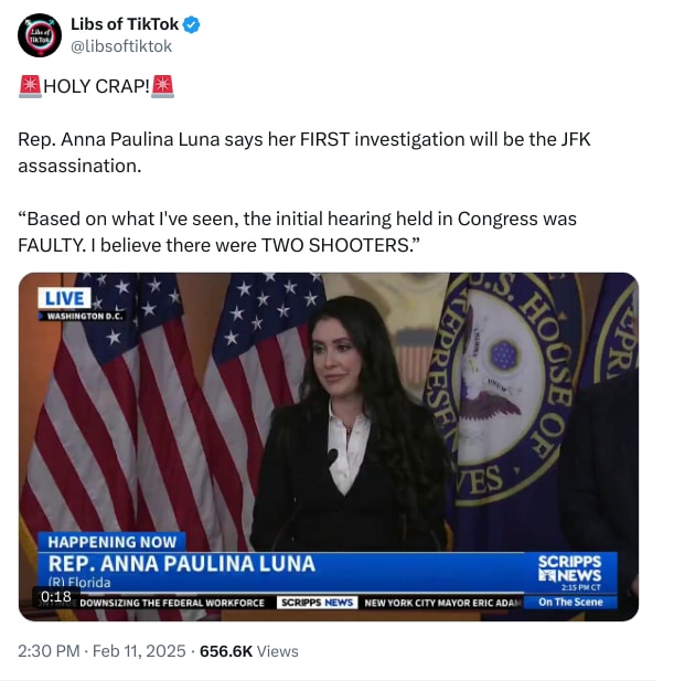 An X (Twitter) post from @libsoftiktok - Libs of TikTok