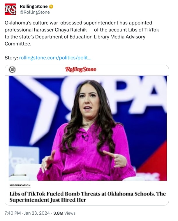 An X (Twitter) post from @RollingStone - Rolling Stone