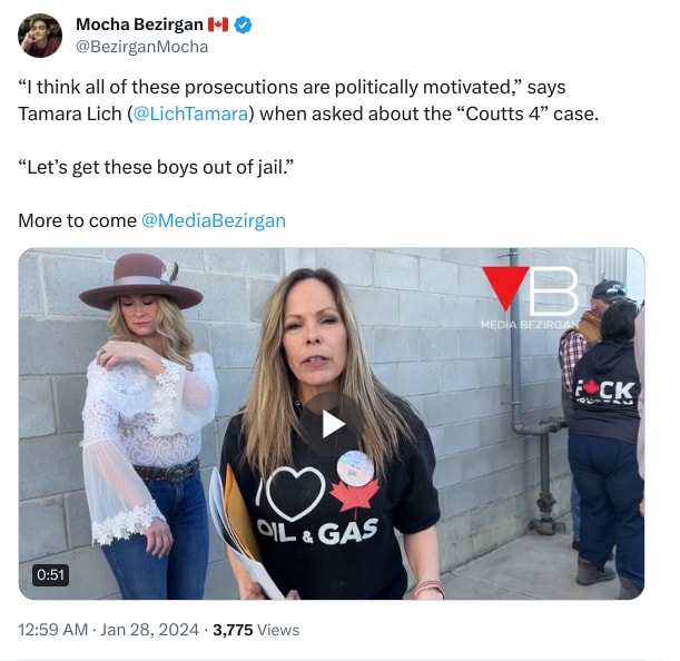 An X (Twitter) post from @BezirganMocha - Mocha Bezirgan 🇨🇦