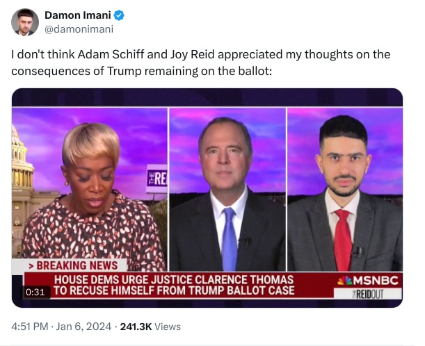 An X (Twitter) post from @damonimani - Damon Imani