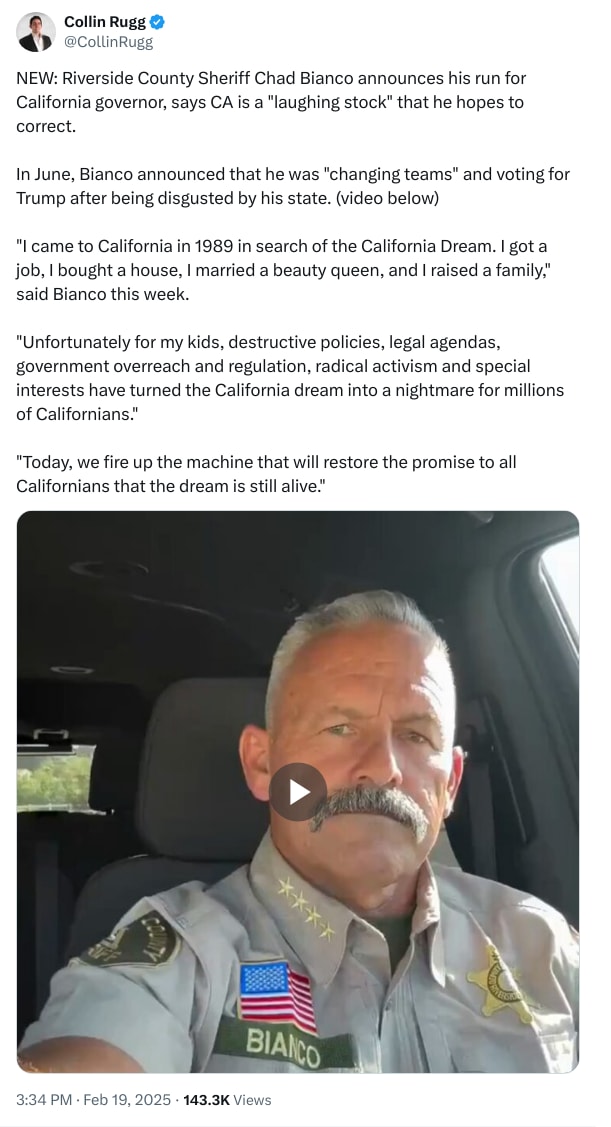 An X (Twitter) post from @CollinRugg - Collin Rugg