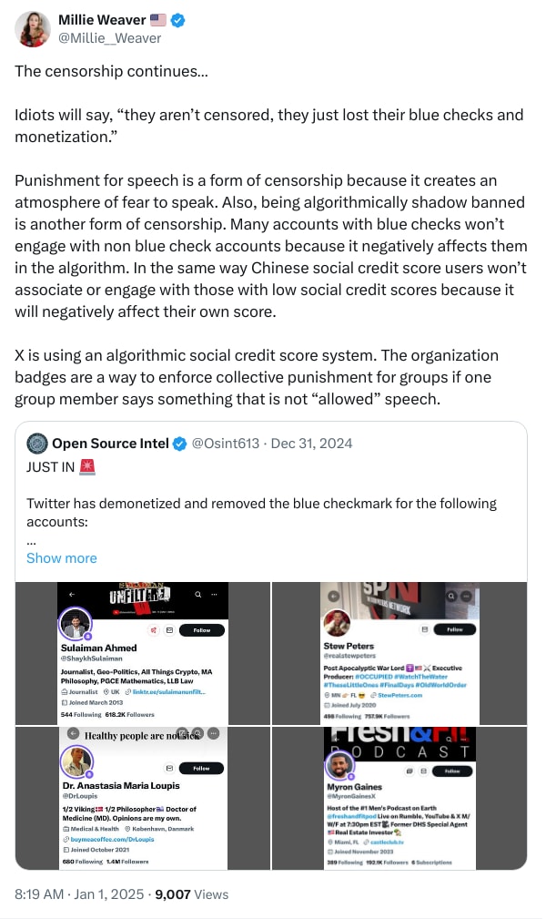 An X (Twitter) post from @Millie__Weaver - Millie Weaver 🇺🇸