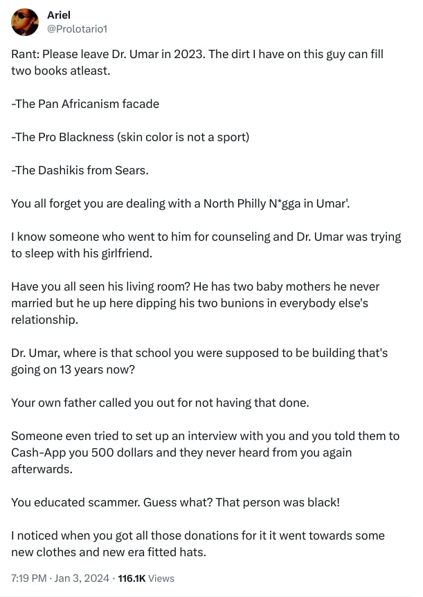 An X (Twitter) post from @Prolotario1 - Ariel