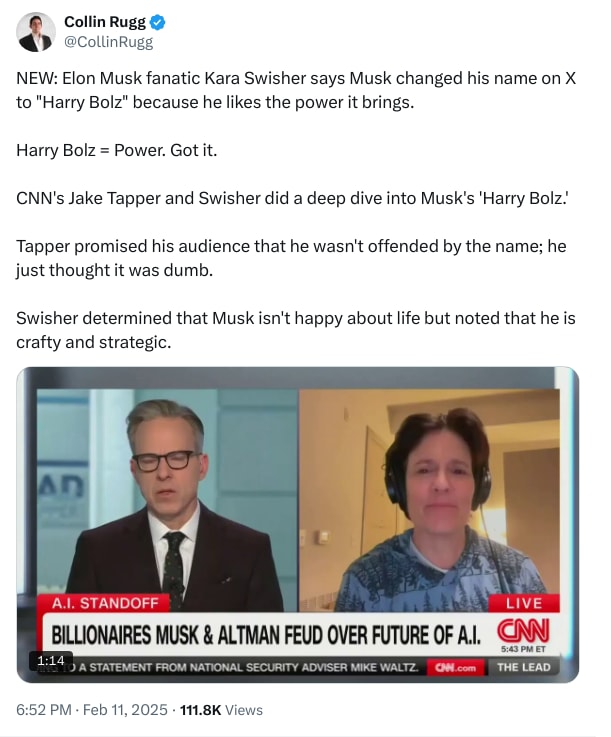 An X (Twitter) post from @CollinRugg - Collin Rugg