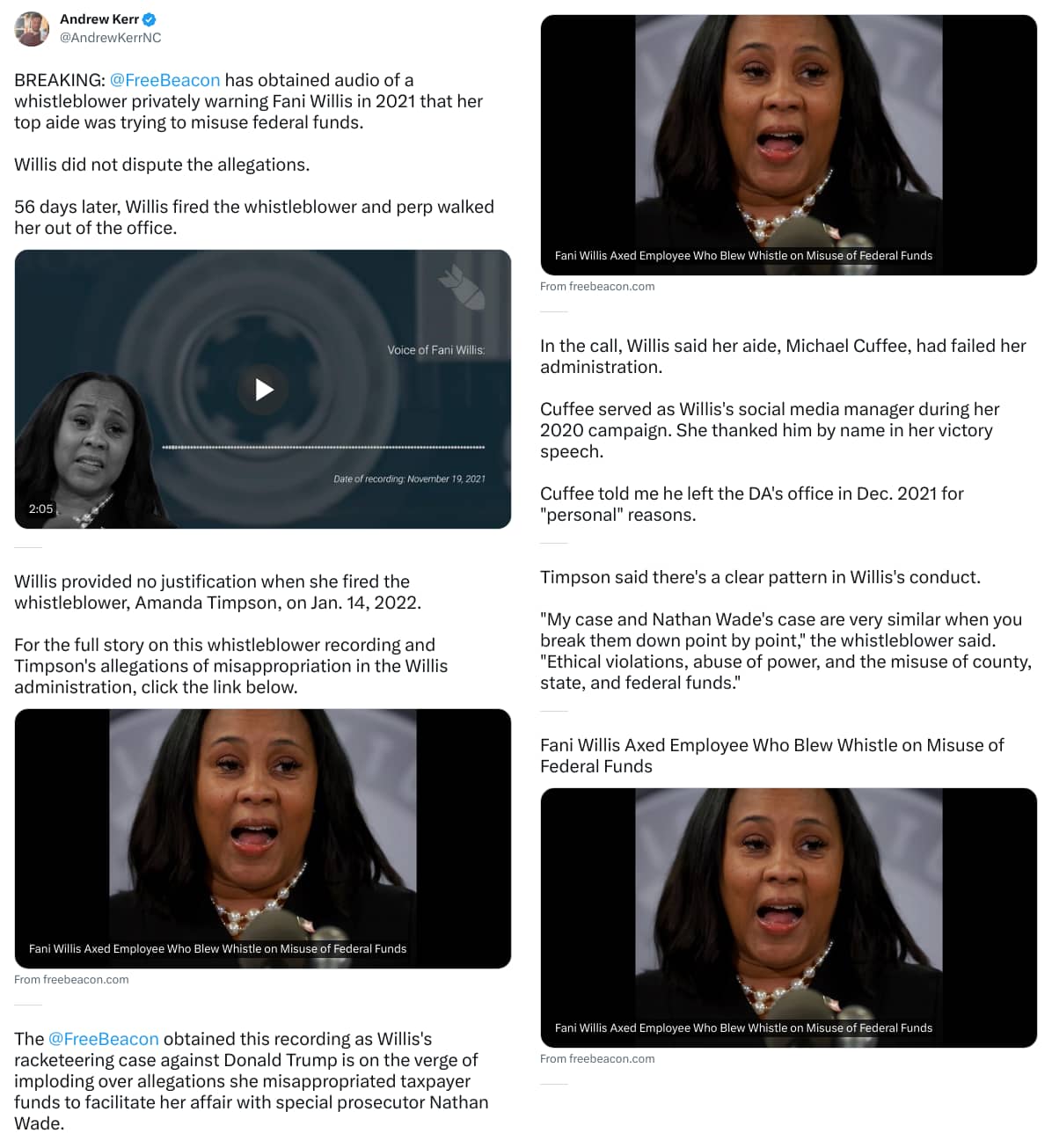 An X (Twitter) post from @AndrewKerrNC - Andrew Kerr