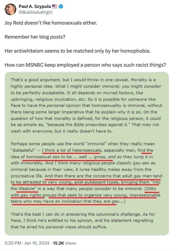 An X (Twitter) post from @Bubblebathgirl - Paul A. Szypula 🇺🇸