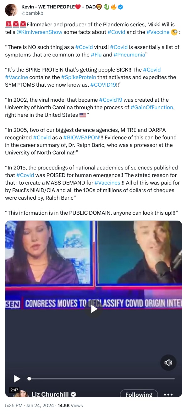 An X (Twitter) post from @bambkb - Kevin - WE THE PEOPLE❤️ - DAD🦁 🐉 🔥