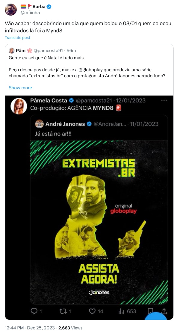 An X (Twitter) post from @mfiinha - 🏳️‍🌈🚩Barba