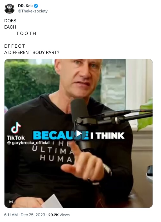 An X (Twitter) post from @Thekeksociety - DR. Kek