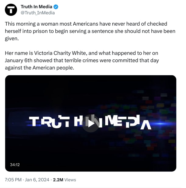 An X (Twitter) post from @Truth_InMedia - Truth In Media