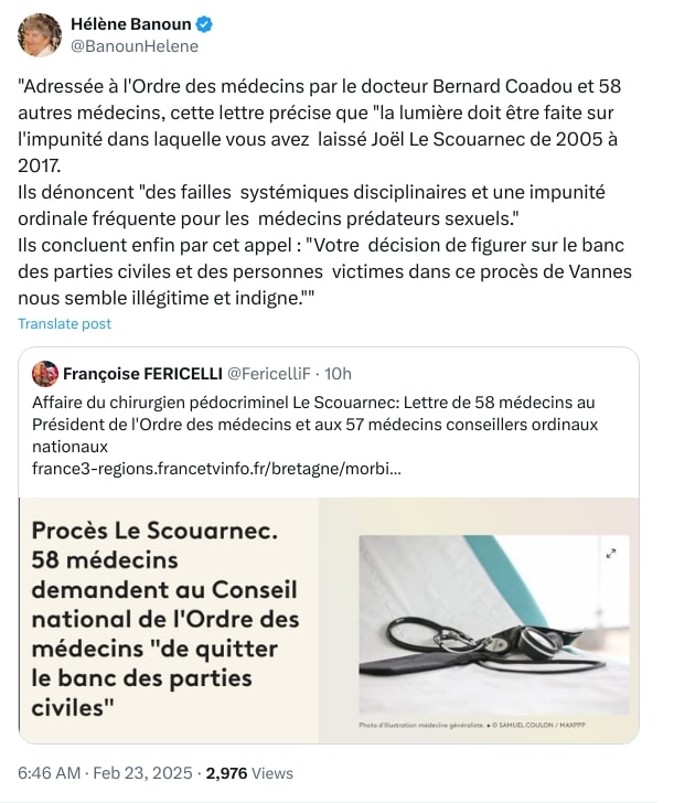 An X (Twitter) post from @BanounHelene - Hélène Banoun
